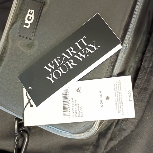 UGG Black Faux Fur And Clear Janey Crossbody New - Picture 3 of 5